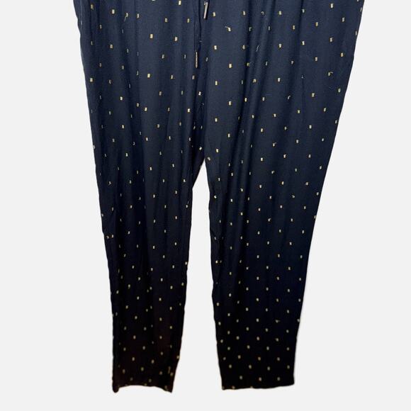 Joie Sayla Pants Women’s L Caviar Black Gold Dot Silk Blend Pull On Tapered Leg - Picture 5 of 13